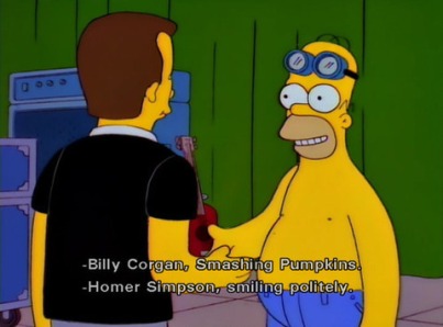 Homer Simpson smiling politely